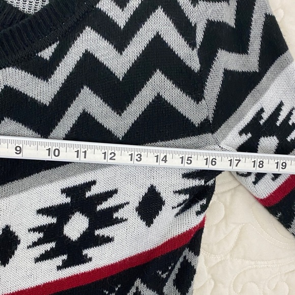 SWS Duster Cardigan Aztec Pattern Waterfall Front Size Large Knit Sweater - Picture 5 of 7